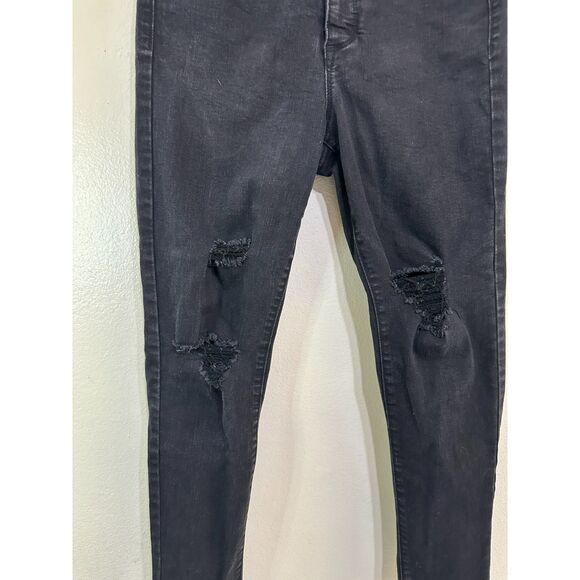 Sofia Vergara Women's Rosa Curvy Ankle Black Jeans Size 4 Distressed Button Fly - Picture 2 of 5